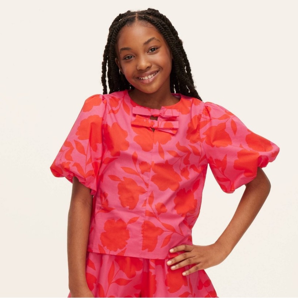 Kate Spade Target NWT - Girls Classic Rose Puff Short Sleeve Blouse Medium Kids